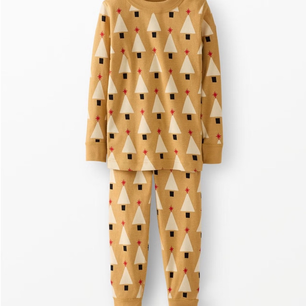 Hanna Andersson Brown and Cream Tree Print Pajamas